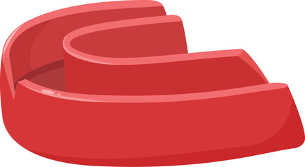 Red mouth guard protecting teeth from injury during sports, isolated on white background