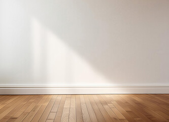 Empty white wall and wood floor background