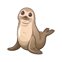 Obraz premium cute Seal vector illustration isolated on white background