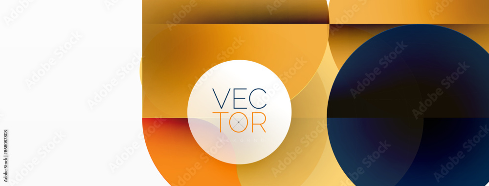 Poster circles and round shapes geometric minimal background. transparent geometric shapes composition for 