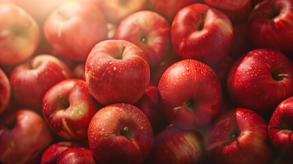 close up of red apple, A background filled with fresh apples, red apples background