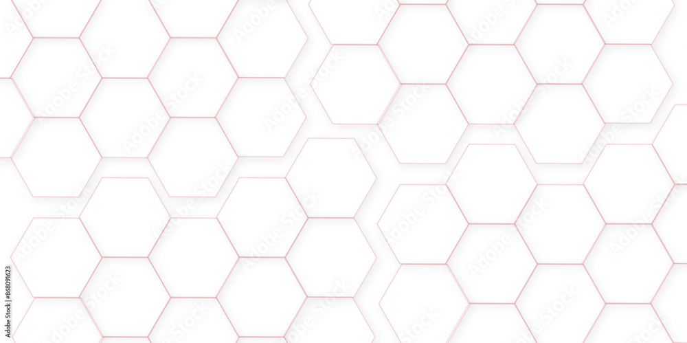 Poster modern hexagons white hexagonal background. luxury honeycomb grid white pattern.3d white hexagon gri