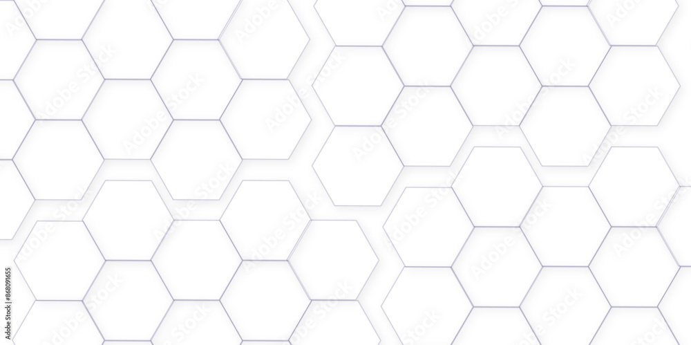 Poster modern hexagons white hexagonal background. luxury honeycomb grid white pattern.3d white hexagon gri