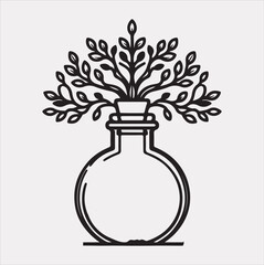 tulips in vase vector silhouette illustration