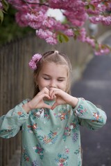 Girl, nine, summer, mirror, flowers, 