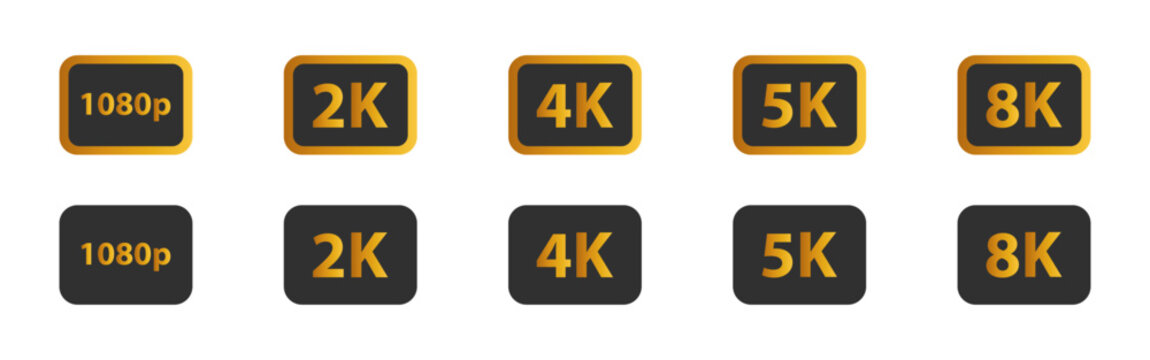 Video monitor screen display resolution gold black sign icon vector illustration design