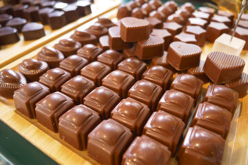 Enjoy a variety of milk chocolate pieces up close, ideal for satisfying sweet cravings