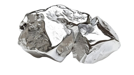 Silver nugget on transparent background