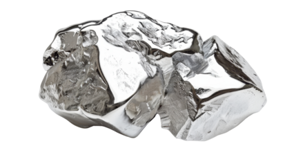 Silver nugget on transparent background