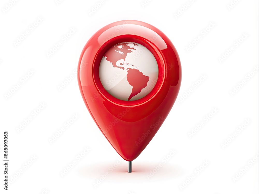 Aufkleber simple red map pin with precise global coordinate dot and needle tip, perfect for ui design, trendy 