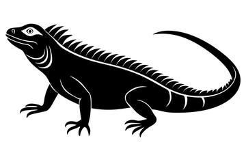 Adult OF Iguana brown black silhouette vector art illustration.