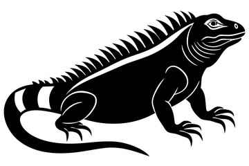 Adult OF Iguana brown black silhouette vector art illustration.