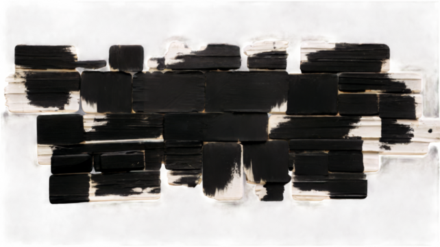 Black grunge rectangular abstract background made of paint roller signs isolated on transparent background - Powered by Adobe
