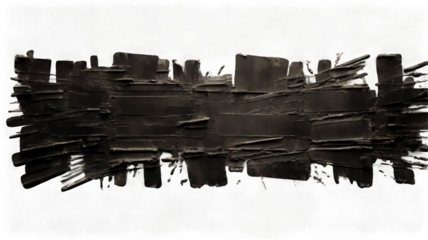 Black grunge rectangular abstract background made of paint roller signs isolated on transparent background