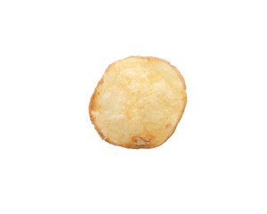 Organic potato chip from above isolated on white