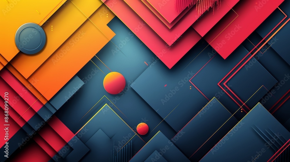 Poster abstract geometric background with overlapping shapes and vibrant colors