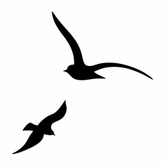 Flying birds, two animals, black silhouette, abstract  sticker on house wall or glass, protect birds from impact vector symbol