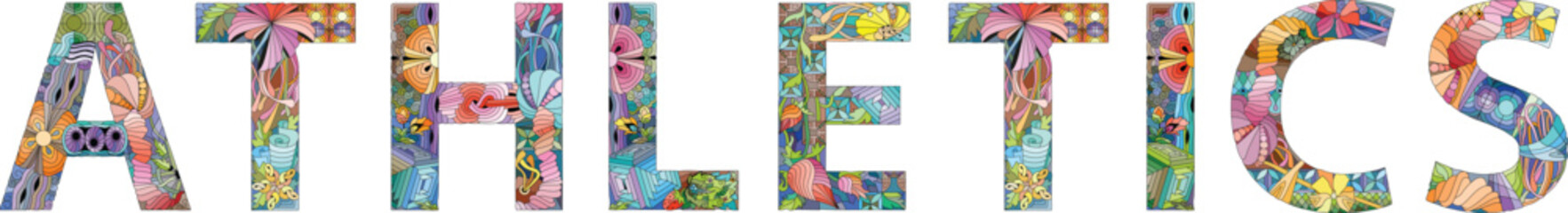 Fototapeta premium Word ATHLETICS. Vector zentangle object for decoration