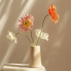 a vase with flowers that has the word spring on it