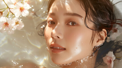 Youthful Glow with Korean Skincare: Woman Enjoying Kakadu Plum Extract for Enhanced Skin Vitality