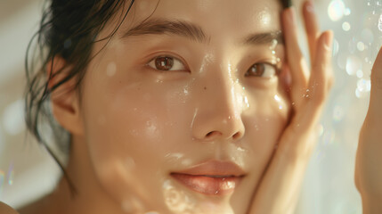 Naklejka premium Korean Beauty: Radiant Skin and Health Enhanced by Ginseng Extract's Regenerative Powers