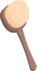 Wooden bath brush is lying on a white background