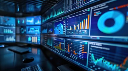 Business data dashboards provide statistical data and intelligence. financial system growth