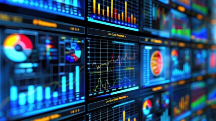 Business data dashboards provide statistical data and intelligence. financial system growth