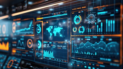 Business data dashboards provide statistical data and intelligence. financial system growth