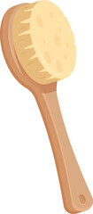 Wooden bath brush with natural bristles, designed for exfoliating and stimulating the skin during a relaxing bath