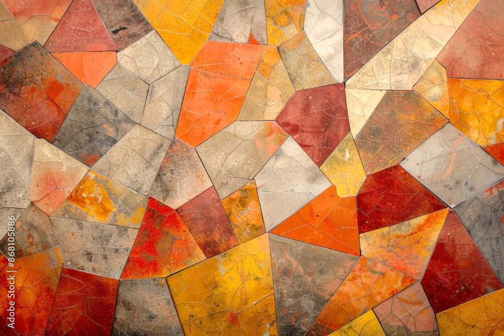 Aufkleber abstract mosaic pattern with warm autumn colors and weathered texture
