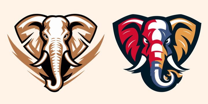 Elephant esports style mascot logo vector illustration concept art for badge, emblem