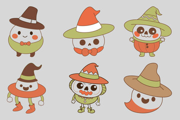 Funny Vintage Halloween Character Hat Vector Design