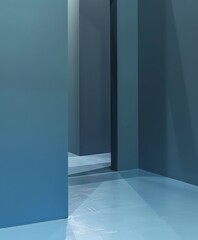 Minimalist interior with decor and blue wall