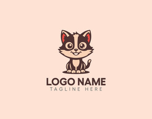 cute cate character vector logo design