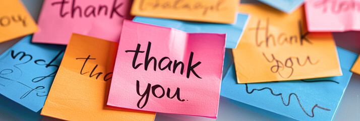 Personal and Appreciative "Thank You" Messages on Colorful Sticky Notes