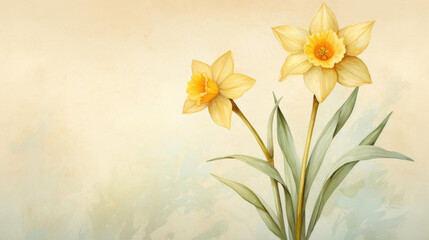 Obraz premium Bright yellow watercolor daffodil painting with intricate details and cheerful vibes.