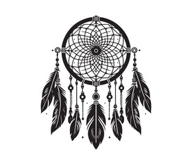 Dreamcatcher vector art graphic resources silhouette vector style, white background