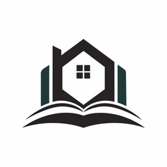 book house line logo icon design illustration.