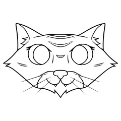 cat face illustration hand drawn outline vector