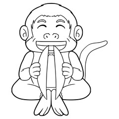 monkey cymbal illustration hand drawn outline vector