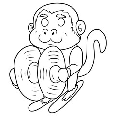 monkey cymbal toy illustration hand drawn outline vector