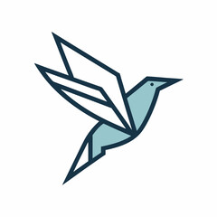paper bird fly line art logo icon design vector illustration template.