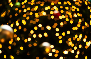 Background Bokeh Yellow Light Warm Festive Sparkle Gold Abstract Celebrate Christmas Happy New year Card Party Photo, Glitter Circle Orange Glowing Pattern Night Glamour disco Backdrop.