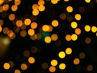 Background Bokeh Yellow Light Warm Festive Sparkle Gold Abstract Celebrate Christmas Happy New year Card Party Photo, Glitter Circle Orange Glowing Pattern Night Glamour disco Backdrop.