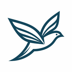 paper bird fly line art logo icon design vector illustration template.