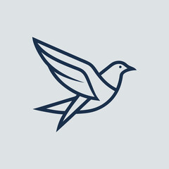 paper bird fly line art logo icon design vector illustration template.