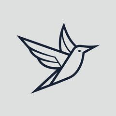 paper bird fly line art logo icon design vector illustration template.