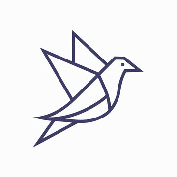 recommend clip art: paper bird fly line art logo icon design vector illustration template.
