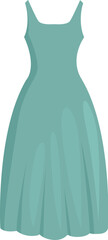 Elegant long green dress flowing in the wind, perfect for a special occasion
